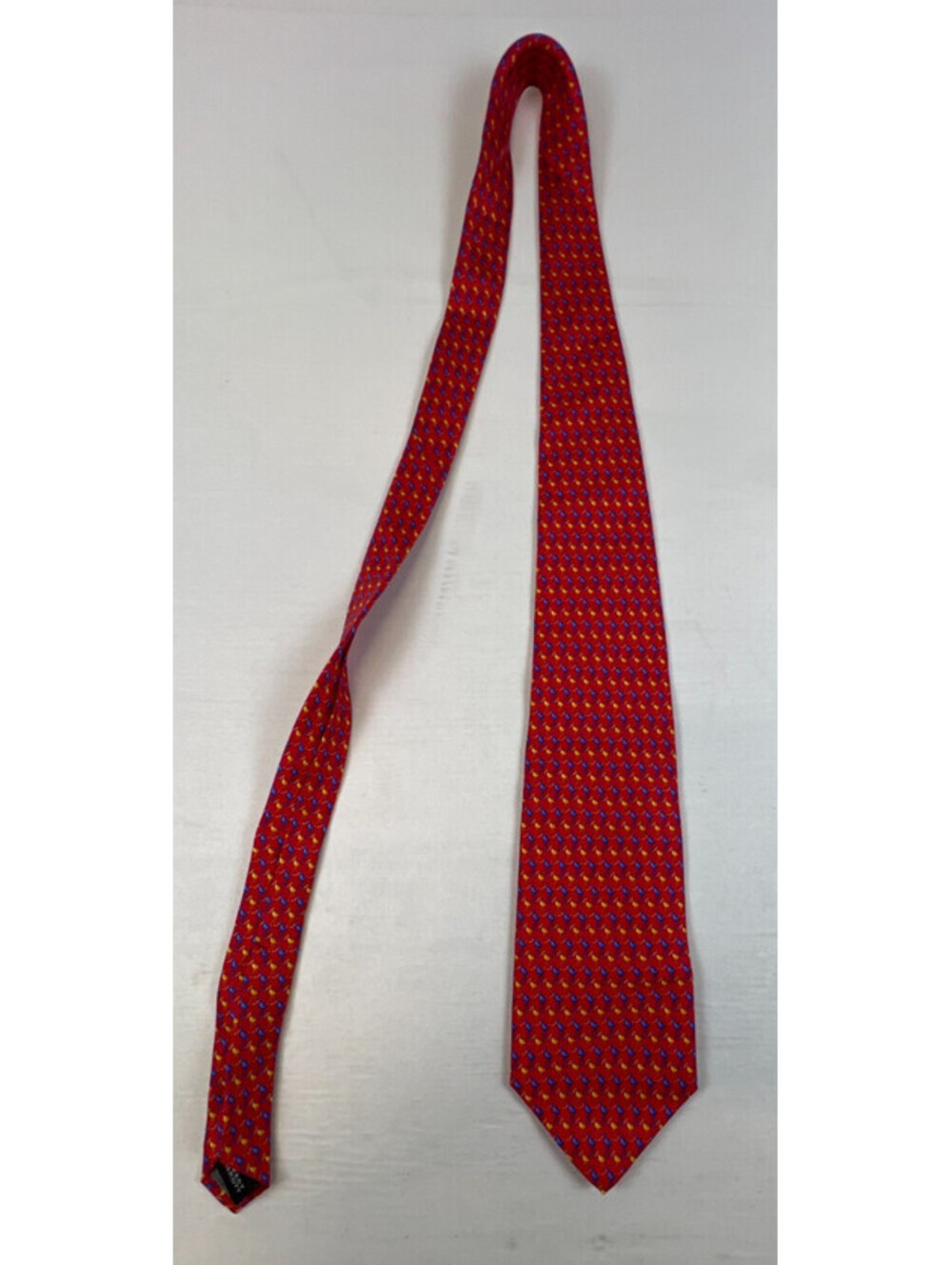 Vintage Robert Talbott Nordstrom Men Silk Red Blue Pattern Necktie Made in USA